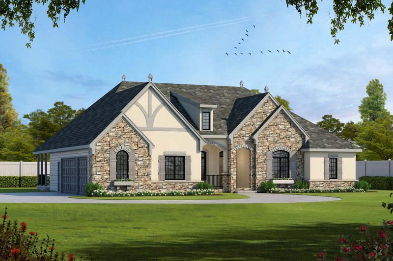 Architectural House Design - Exterior - Front Elevation 3 for European House Plan #20-2460 - 4 bed, 3.5 bath