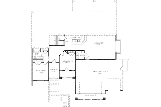 Floor Plan - Lower Floor for Adobe / Southwestern House Plan #24-280 - 7 bed, 4 bath