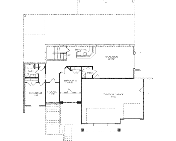 Adobe / Southwestern Floor Plan - Lower Floor Plan #24-280