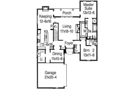 Floor Plan - Main Floor for European House Plan #15-284 - 4 bed, 3.5 bath