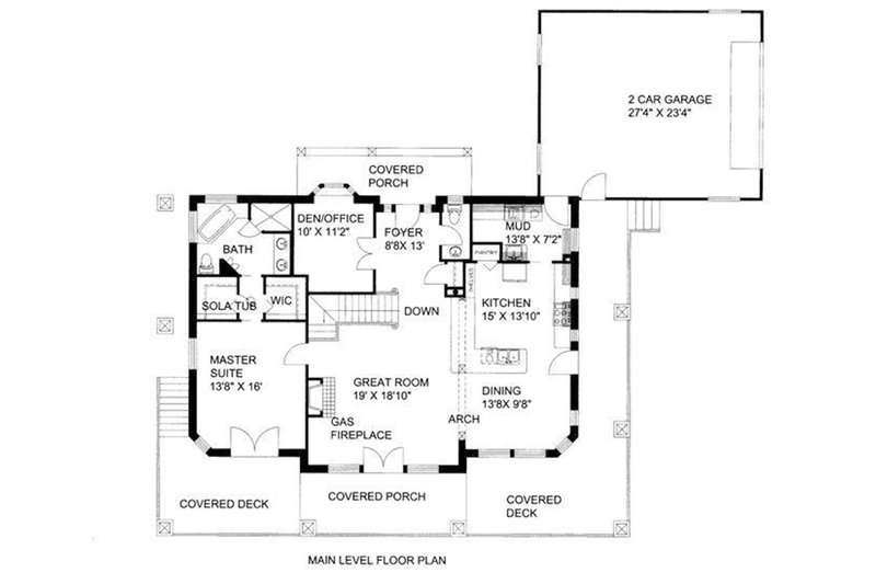 Architectural House Design - Floor Plan - Main Floor for Ranch House Plan #117-877 - 3 bed, 3.5 bath