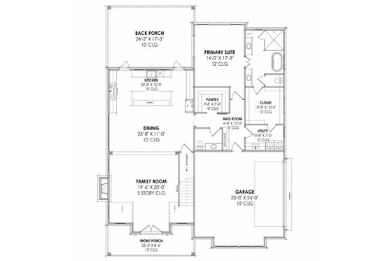 Floor Plan - Main Floor for Farmhouse House Plan #1096-120 - 4 bed, 3.5 bath