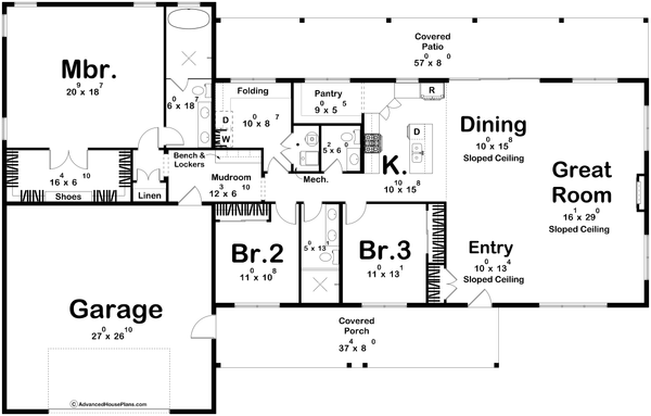 Dream House Plan - Floor Plan - Main Floor for Barndominium House Plan #455-769 - 3 bed, 2.5 bath