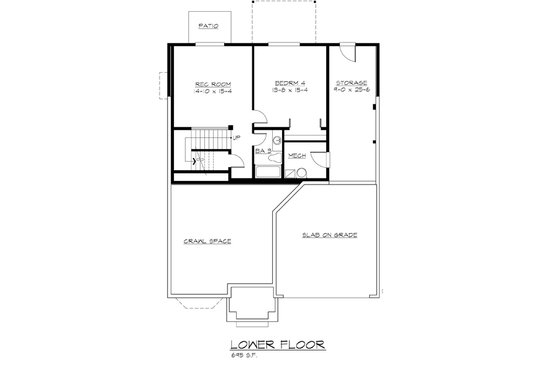 Floor Plan - Lower Floor for Craftsman House Plan #132-219 - 4 bed, 3.5 bath