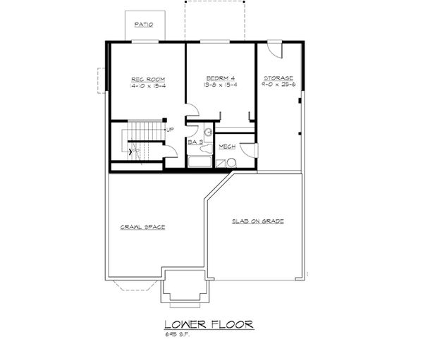 Craftsman Floor Plan - Lower Floor Plan #132-219