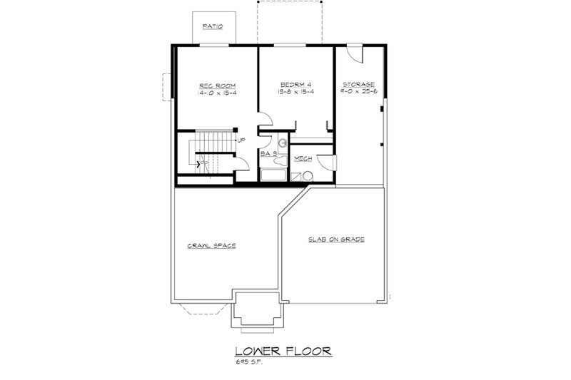 Home Plan - Floor Plan - Lower Floor for Craftsman House Plan #132-219 - 4 bed, 3.5 bath