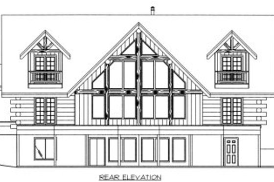 Exterior - Rear Elevation for Log House Plan #117-411 - 3 bed, 3 bath