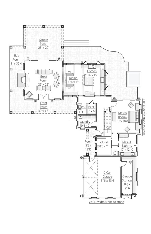 Farmhouse Floor Plan - Main Floor Plan #1094-1