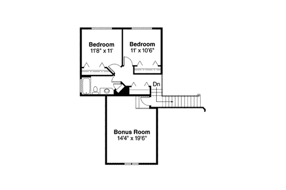 Floor Plan - Upper Floor for Mediterranean House Plan #124-449 - 3 bed, 2.5 bath