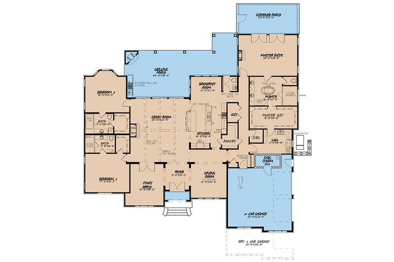 Architectural House Design - Floor Plan - Main Floor for European House Plan #923-58 - 3 bed, 3.5 bath