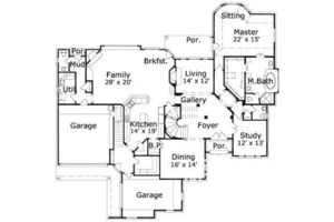 Floor Plan - Main Floor for Traditional House Plan #411-170 - 4 bed, 3.5 bath