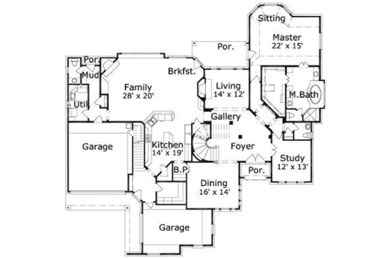 Floor Plan - Main Floor for Traditional House Plan #411-170 - 4 bed, 3.5 bath