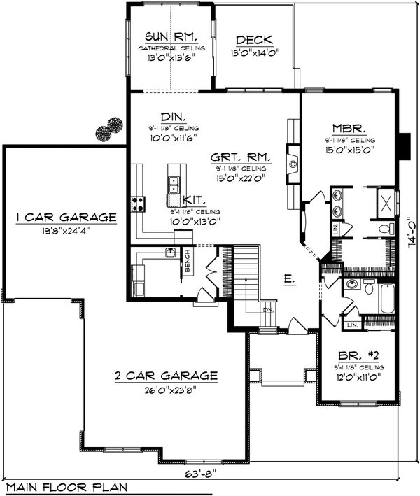 Craftsman Floor Plan - Main Floor Plan #70-1072