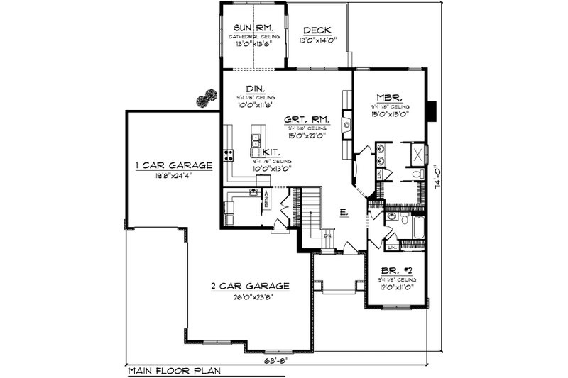 Craftsman Style House Plan - 2 Beds 2 Baths 1967 Sq/Ft Plan #70-1072 ...