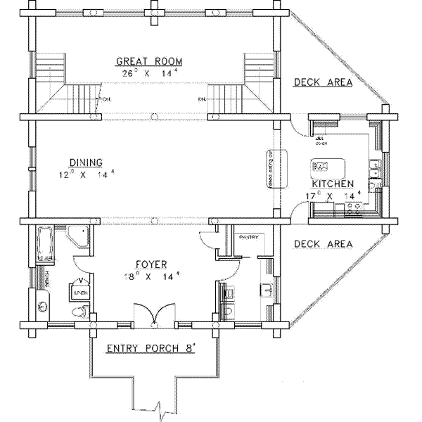 Home Plan - Log Floor Plan - Main Floor Plan #117-125