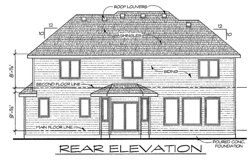 Dream House Plan - Exterior - Rear Elevation for Traditional House Plan #20-2113 - 4 bed, 2.5 bath