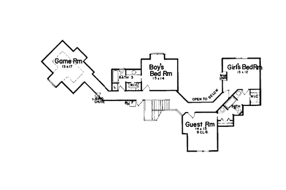 Floor Plan - Upper Floor for European House Plan #52-127 - 4 bed, 3.5 bath
