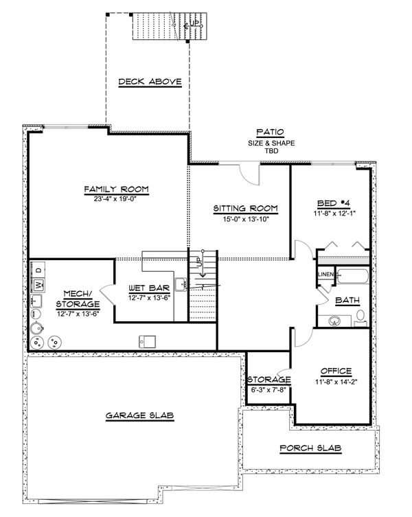 Ranch Floor Plan - Lower Floor Plan #1064-70