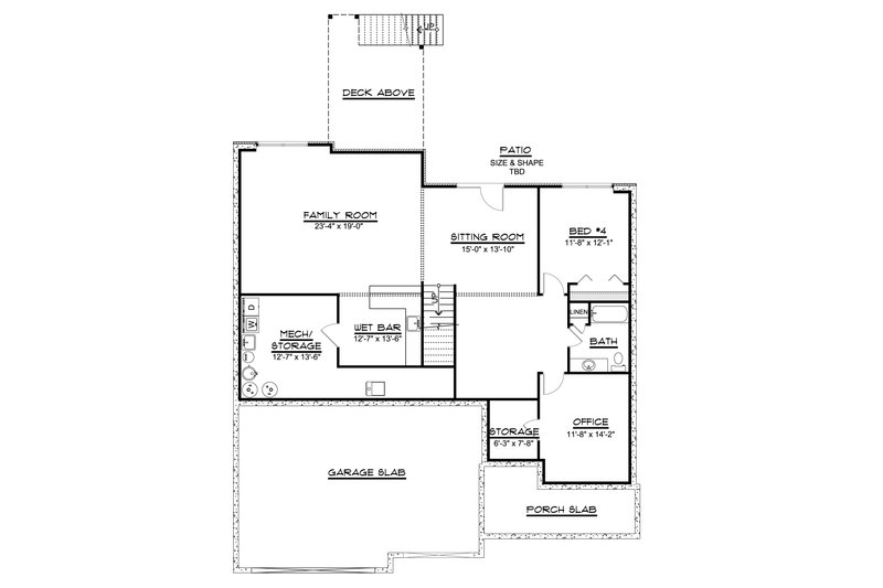 Dream House Plan - Floor Plan - Lower Floor for Ranch House Plan #1064-70 - 3 bed, 2 bath