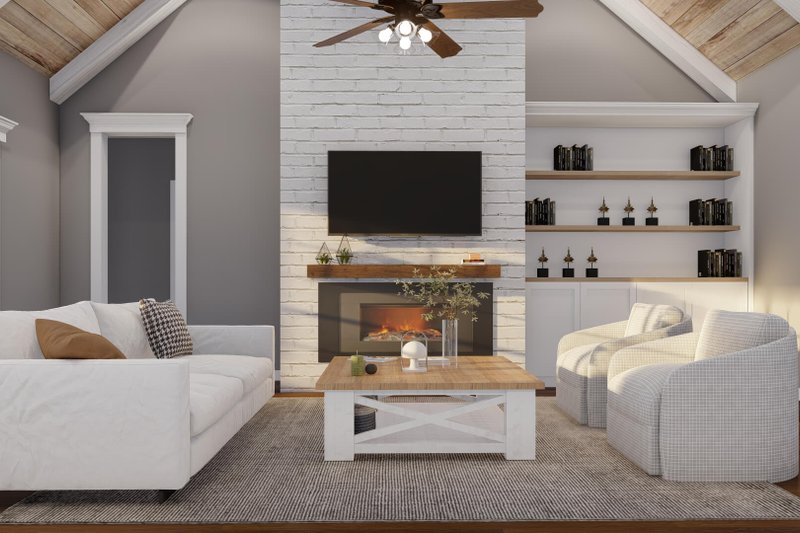 House Blueprint - Interior - Family Room for Farmhouse House Plan #17-3443 - 3 bed, 2 bath