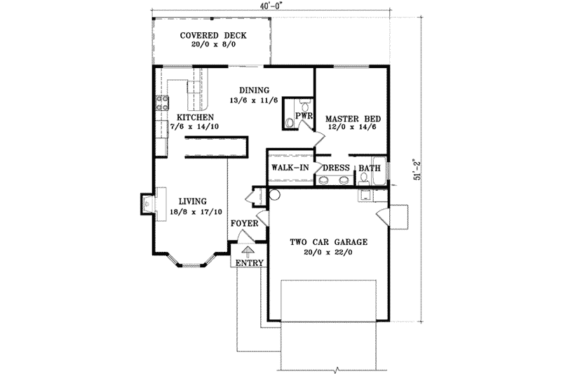 House Blueprint - Floor Plan - Main Floor for Adobe / Southwestern House Plan #1-173 - 3 bed, 2.5 bath