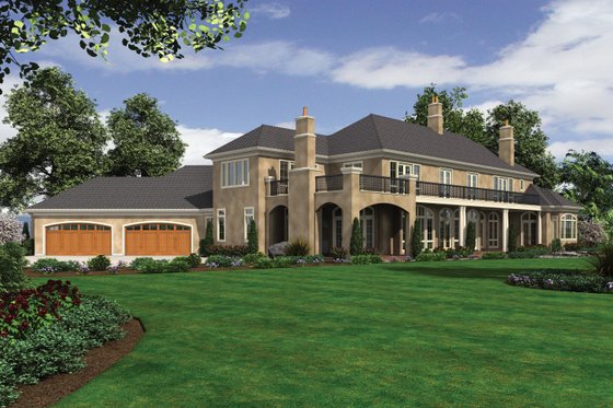 Exterior - Rear Elevation for European House Plan #48-624 - 8 bed, 6.5 bath