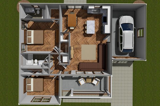 Floor Plan - Main Floor 1 for Cottage House Plan #513-2261 - 2 bed, 2 bath
