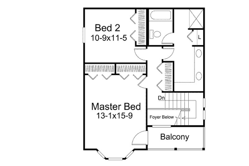 Architectural House Design - Floor Plan - Upper Floor for Victorian House Plan #57-436 - 2 bed, 1.5 bath