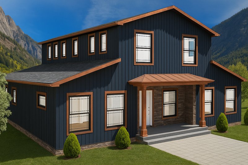 House Blueprint - Exterior - Front Elevation 4 for Barndominium House Plan #1115-1 - 4 bed, 3 bath