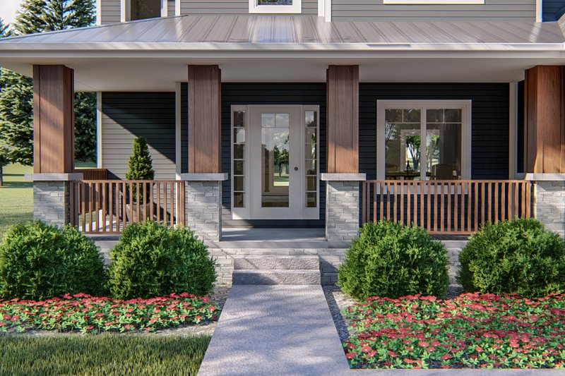 House Blueprint - Exterior - Covered Porch for Craftsman House Plan #455-74 - 4 bed, 2.5 bath