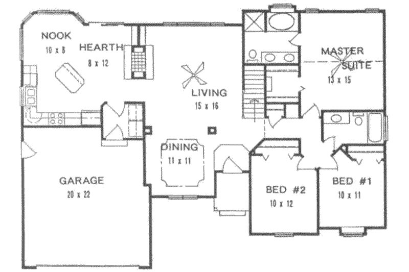 Dream House Plan - Floor Plan - Main Floor for Traditional House Plan #58-139 - 3 bed, 2 bath