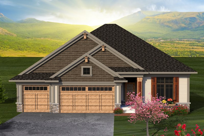 Architectural House Design - Ranch Exterior - Front Elevation Plan #70-1188