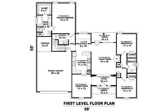 Floor Plan - Main Floor for European House Plan #81-1480 - 3 bed, 2 bath