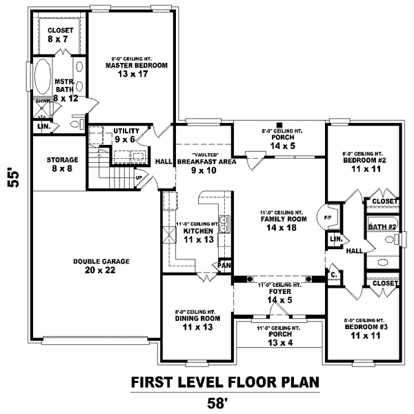 Floor Plan - Main Floor for European House Plan #81-1480 - 3 bed, 2 bath
