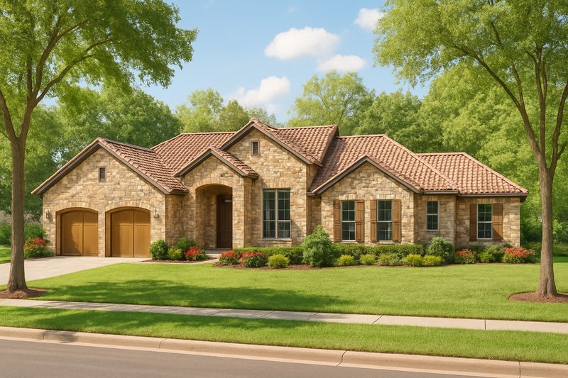 Dream House Plan - Mediterranean Exterior - Front Elevation Plan #17-2927