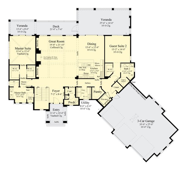 Dream House Plan - Contemporary Floor Plan - Main Floor Plan #930-547