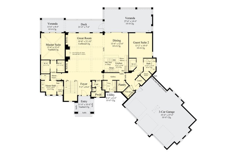 Home Plan - Floor Plan - Main Floor for Contemporary House Plan #930-547 - 4 bed, 4.5 bath