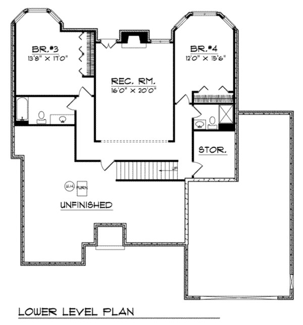 House Plan Design - European Floor Plan - Lower Floor Plan #70-761