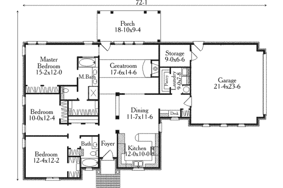 Floor Plan - Main Floor for European House Plan #406-294 - 3 bed, 2 bath