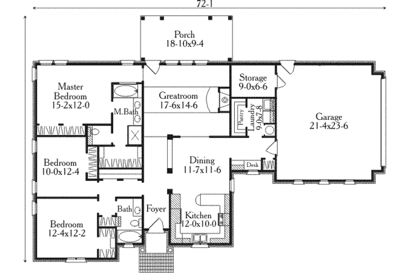 Home Plan - Floor Plan - Main Floor for European House Plan #406-294 - 3 bed, 2 bath