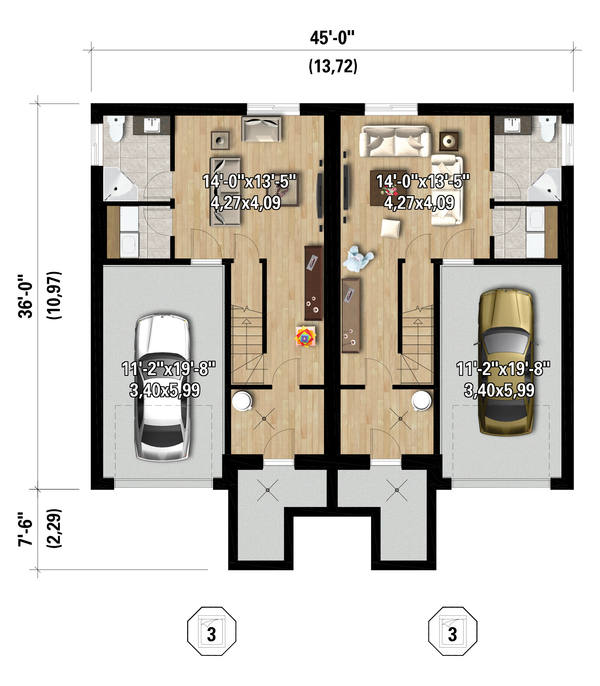 House Blueprint - Colonial Floor Plan - Lower Floor Plan #25-5041