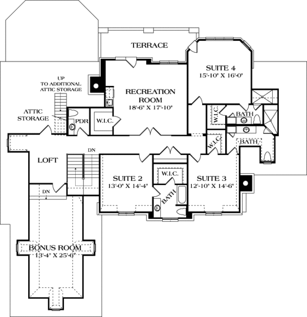 House Design - European Floor Plan - Upper Floor Plan #453-53
