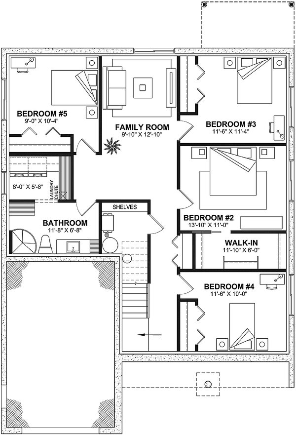 Bungalow Floor Plan - Lower Floor Plan #23-2798