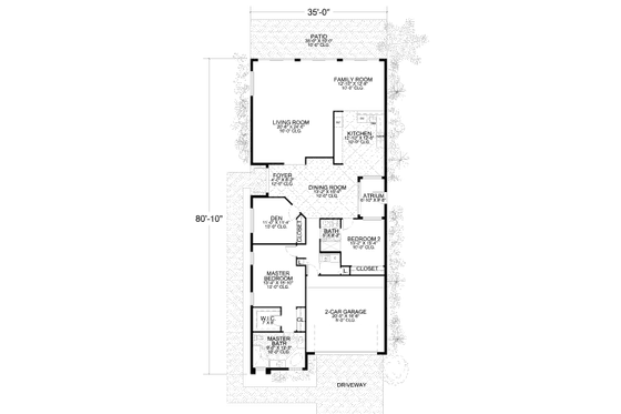 Floor Plan - Main Floor for Mediterranean House Plan #420-265 - 3 bed, 2 bath