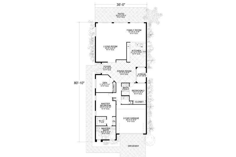 Mediterranean Style House Plan - 3 Beds 2 Baths 2190 Sq/Ft Plan #420 ...