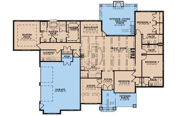 Floor Plan - Main Floor for Craftsman House Plan #923-232 - 4 bed, 4 bath