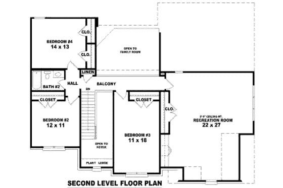 Floor Plan - Upper Floor for European House Plan #81-13722 - 4 bed, 2.5 bath