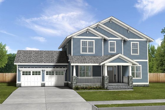 Exterior - Front Elevation 6 for Traditional House Plan #497-20 - 3 bed, 2.5 bath