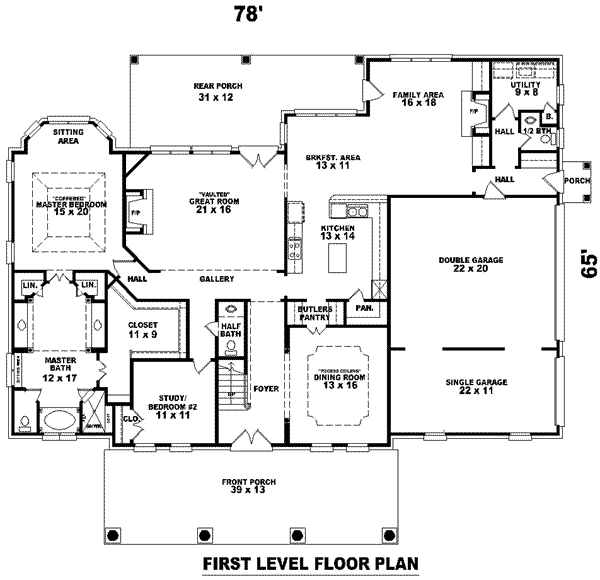 Southern Floor Plan - Main Floor Plan #81-1287