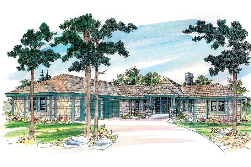 Home Plan - Exterior - Front Elevation 4 for Ranch House Plan #124-472 - 3 bed, 2 bath